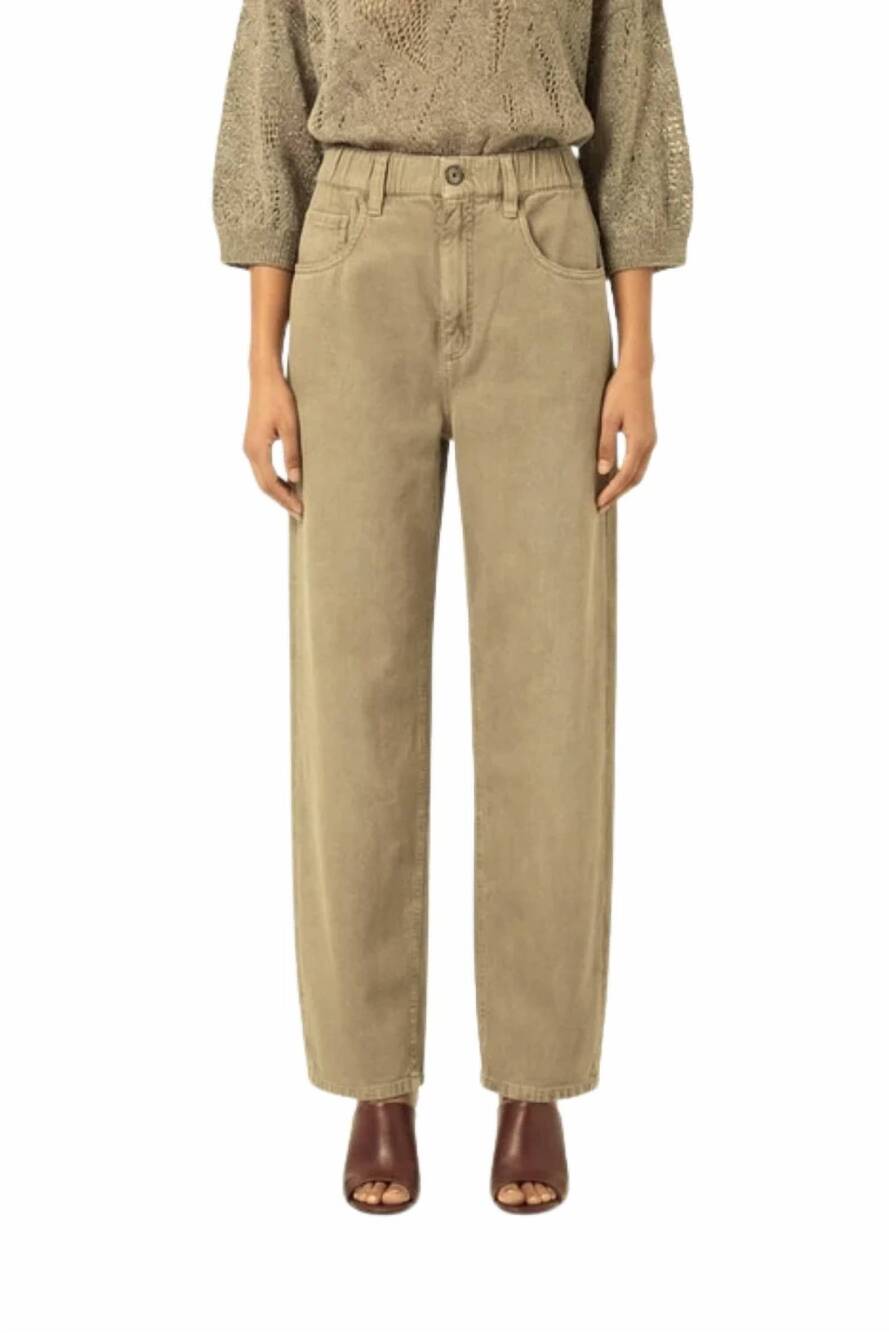 NEW BRUNELLO CUCINELLI wide-leg cotton and linen jeans in beige